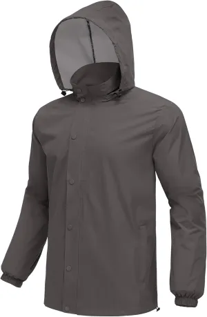 COOFANDY Men's Rain Jacket Waterproof Packable Raincoat Lightweight Rain Shell Hood Travel Golf Hiking Cycling Zip Pockets