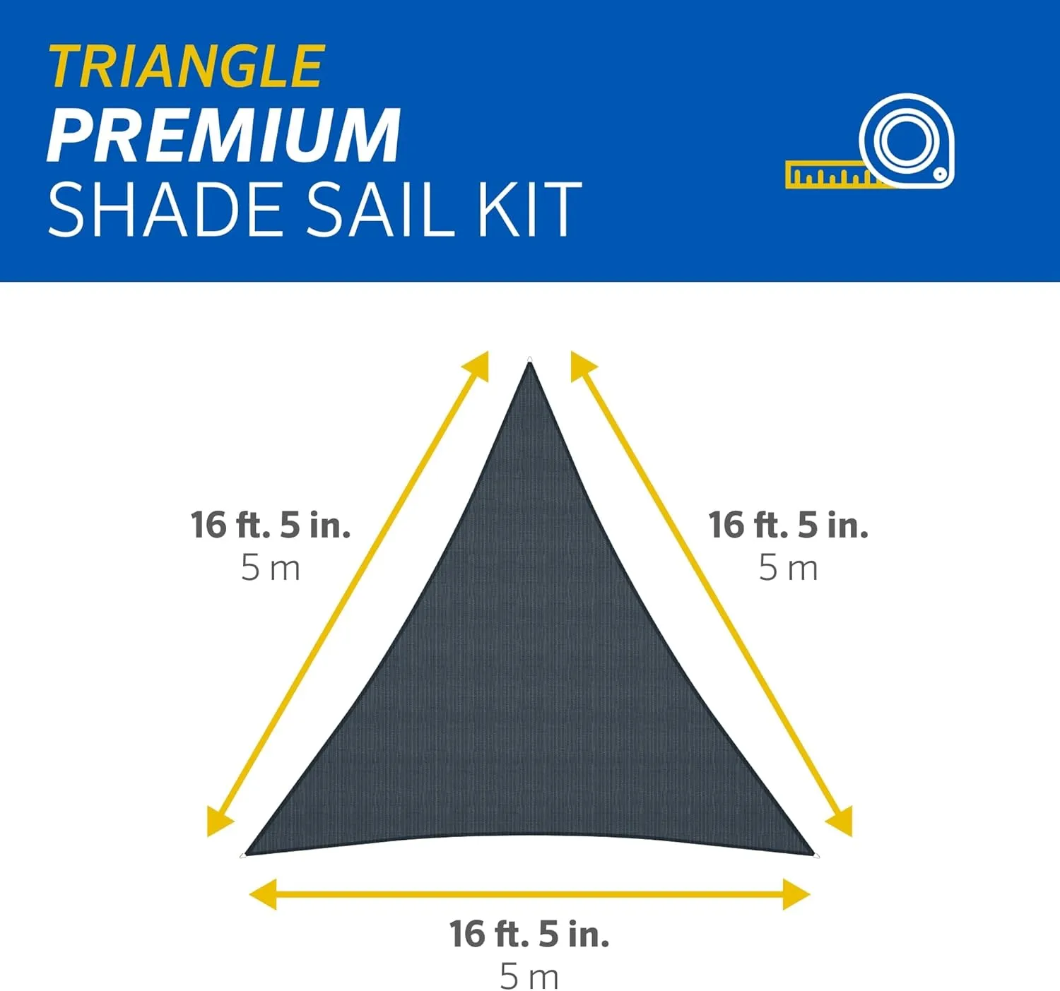 Coolaroo 16'5" Premium Shade Sail Kit, Triangle - Slate