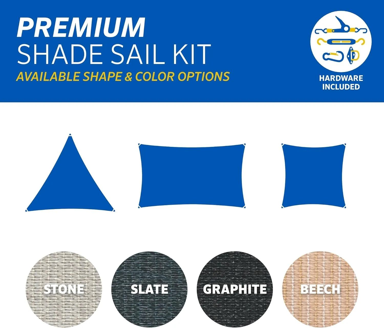 Coolaroo 16'5" Premium Shade Sail Kit, Triangle - Slate
