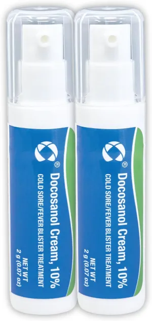 Cosette Cold Sore/Fever Blister Treatment for Face or Lips with Docosanol Cream, 10% - Treatment Cream for Cold Sore/Fever Blister - 0.07 oz Pump Bottle (2)