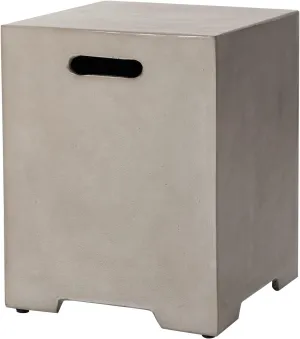 COSIEST Outdoor Hideaway Tank Table for Gas Fire Pits, Hides Standard 20lb 16-inch Propane Tank Cover w Side Handles (Mist Gray)