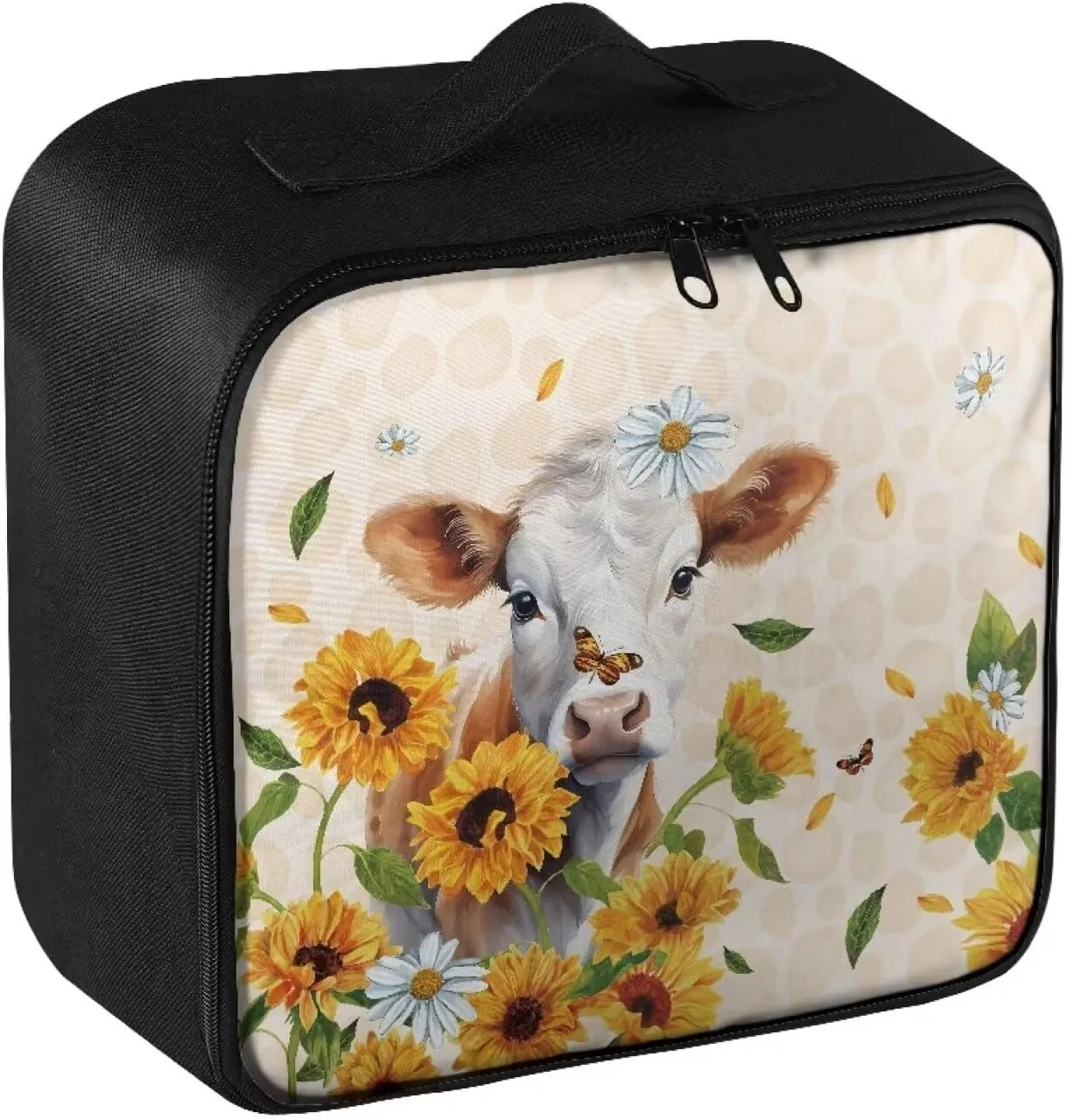 Cow Cute First Aid Bag Empty Large Medical Kit Bag Empty Sunflower First Aid Pouch Travel First Aid Storage Organizer Bag for Car Home Office Kitchen Sport Outdoors