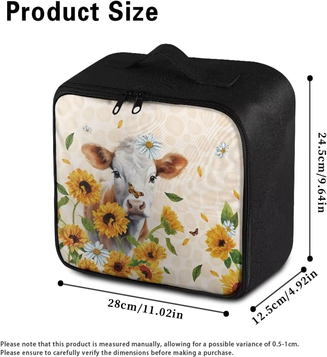 Cow Cute First Aid Bag Empty Large Medical Kit Bag Empty Sunflower First Aid Pouch Travel First Aid Storage Organizer Bag for Car Home Office Kitchen Sport Outdoors