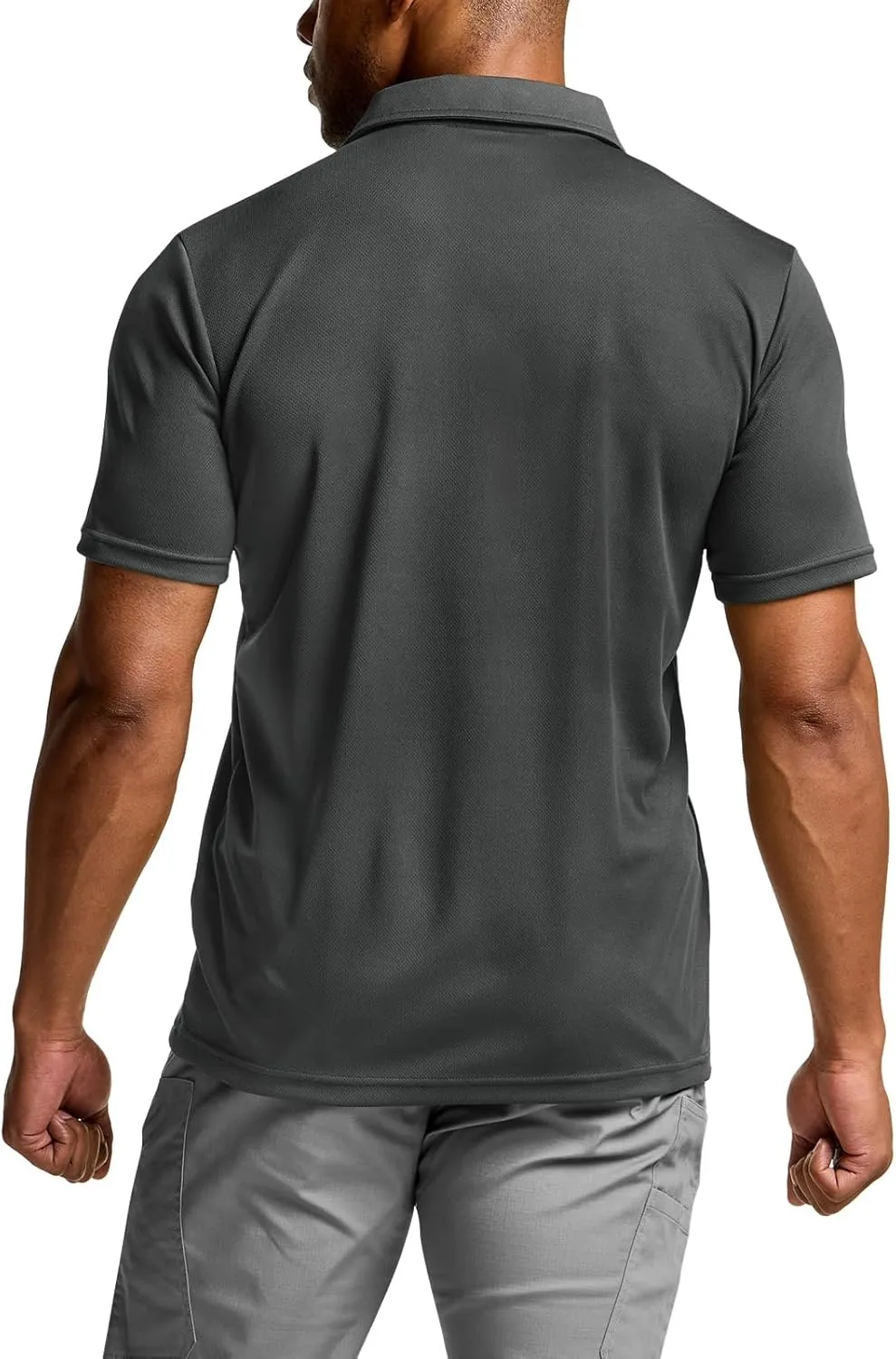 CQR Men's Polo Shirts, Tactical Short Sleeve Golf Performance Shirts, Lightweight Dry Fit UPF 50  Pique