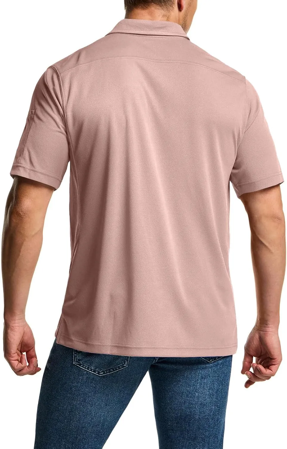 CQR Men's Polo Shirts, Tactical Short Sleeve Golf Performance Shirts, Lightweight Dry Fit UPF 50  Pique
