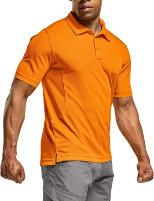 CQR Men's Polo Shirts, Tactical Short Sleeve Golf Performance Shirts, Lightweight Dry Fit UPF 50  Pique