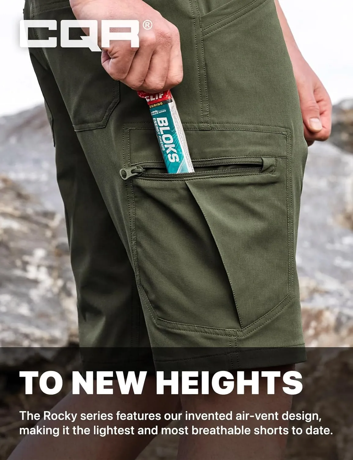 CQR Men's Quick Dry Stretch Hiking Cargo Shorts, Lightweight Water Resistant Tactical Casual, Golf & Outdoor with Pockets