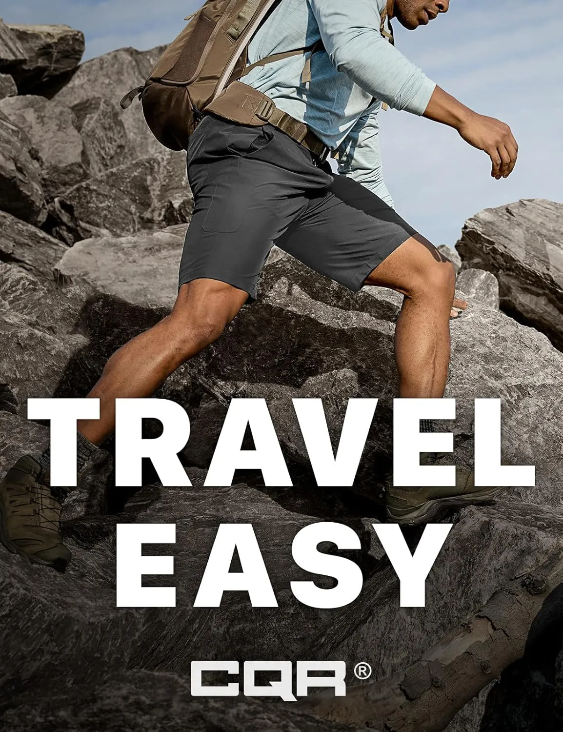CQR Men's Quick Dry Stretch Hiking Cargo Shorts, Lightweight Water Resistant Tactical Casual, Golf & Outdoor with Pockets