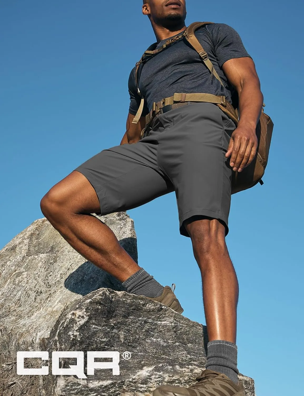 CQR Men's Quick Dry Stretch Hiking Cargo Shorts, Lightweight Water Resistant Tactical Casual, Golf & Outdoor with Pockets