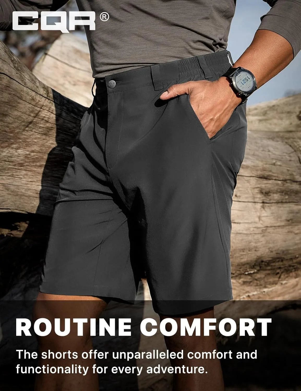 CQR Men's Quick Dry Stretch Hiking Cargo Shorts, Lightweight Water Resistant Tactical Casual, Golf & Outdoor with Pockets