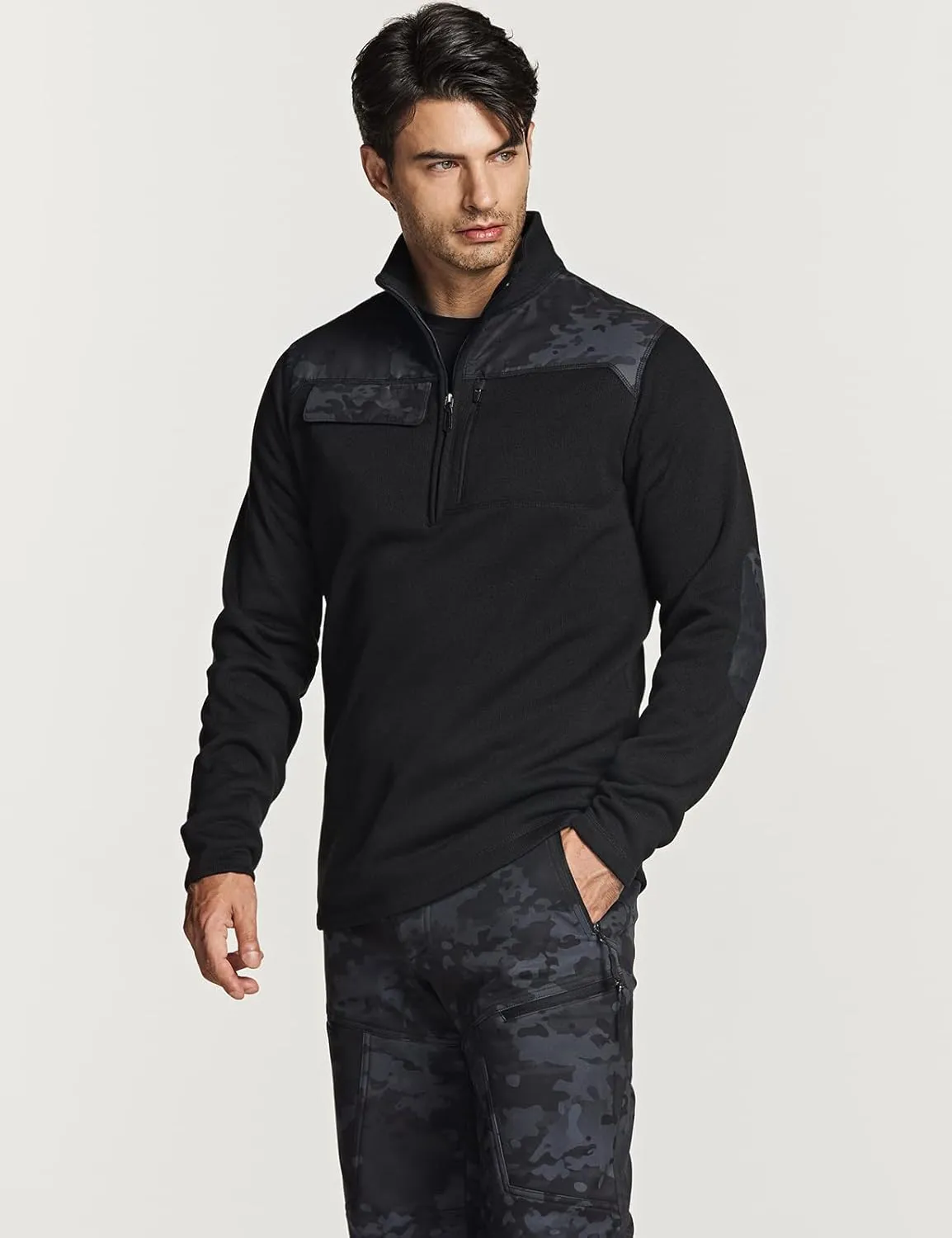 CQR Men's Thermal Fleece Half Zip Pullover, Winter Outdoor Warm Sweater, Lightweight Long Sleeve Sweatshirt