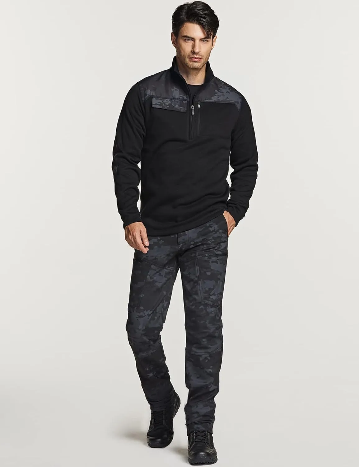 CQR Men's Thermal Fleece Half Zip Pullover, Winter Outdoor Warm Sweater, Lightweight Long Sleeve Sweatshirt