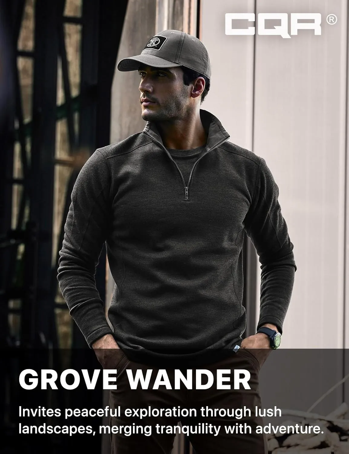 CQR Men's Thermal Fleece Quarter Zip Sweater, Outdoor Lightweight Long Sleeve Pullover, Casual Mock Neck Polo Sweaters