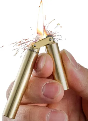 Creative Nunchaku Kerosene Lighter Pure Copper Funny Retro Grinding Wheel Flint Lighters Foldable Mini Portable Lighter Best Gift