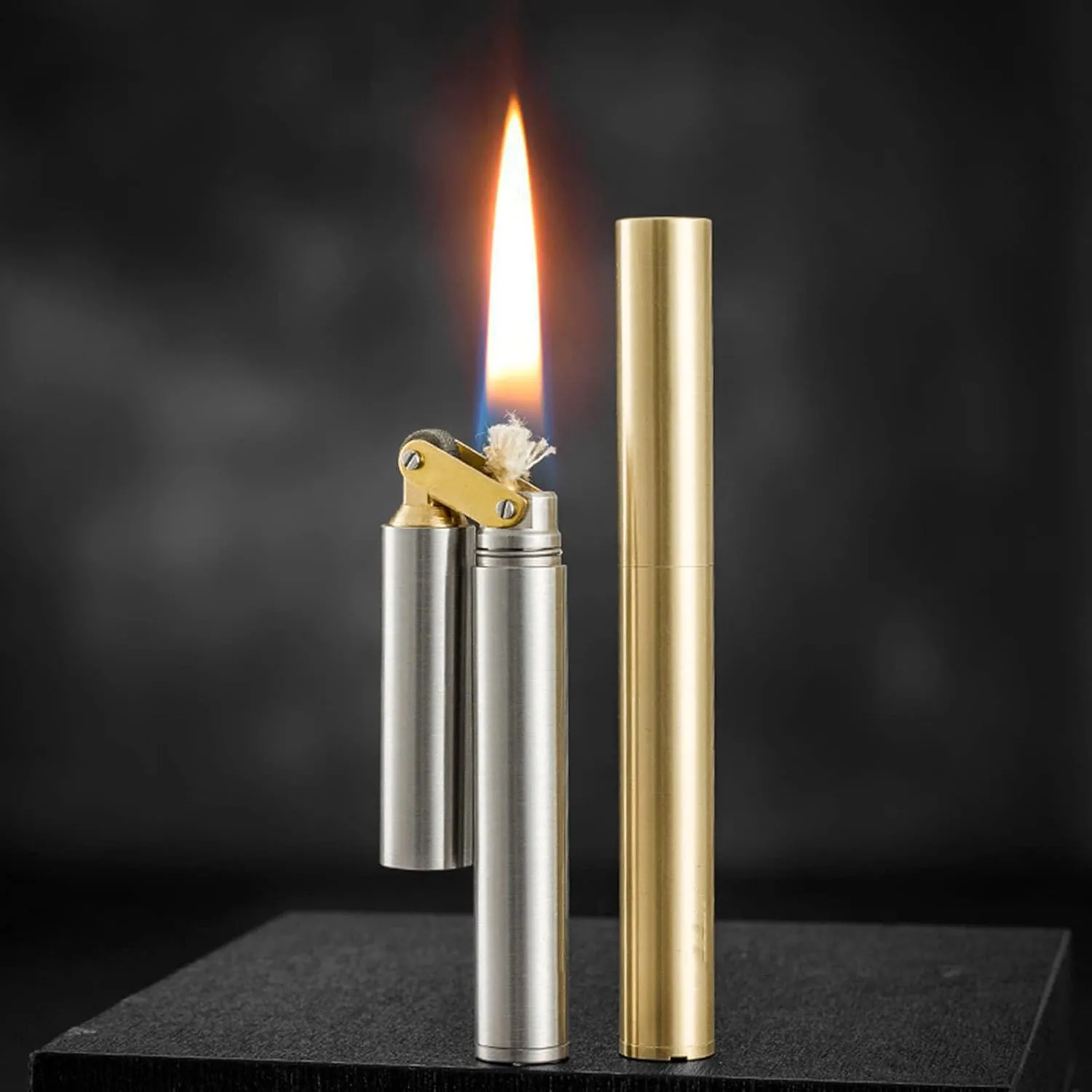 Creative Nunchaku Kerosene Lighter Pure Copper Funny Retro Grinding Wheel Flint Lighters Foldable Mini Portable Lighter Best Gift