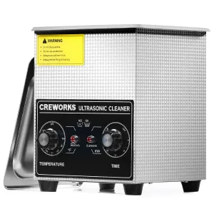 CREWORKS 2L Ultrasonic Cleaner with Heater & Timer, 60W 304 Stainless Steel Sonic Cleaner, 0.5 gal Compact Ultrasonic Parts Cleaner, Professional Lab Ultrasonic Cleaner for Jewelry Watch Coin Glasses