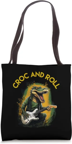Croc and Roll Crocodile Playing Electric Guitar Tote Bag