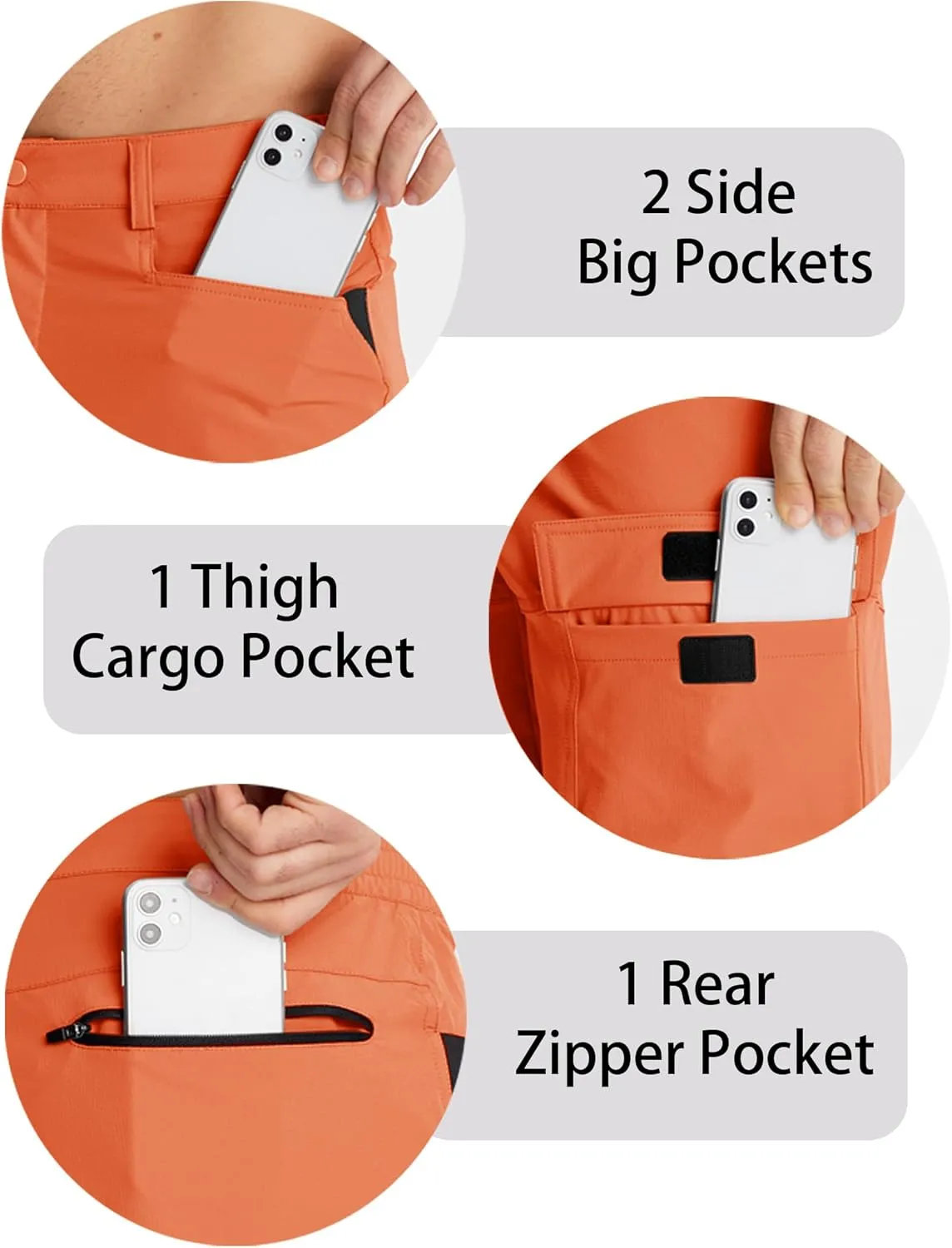 CRYSULLY Men's Hiking Cargo Shorts Outdoor Summer Lightweight Quick Dry Work Casual Shorts with 5 Zipper Pockets