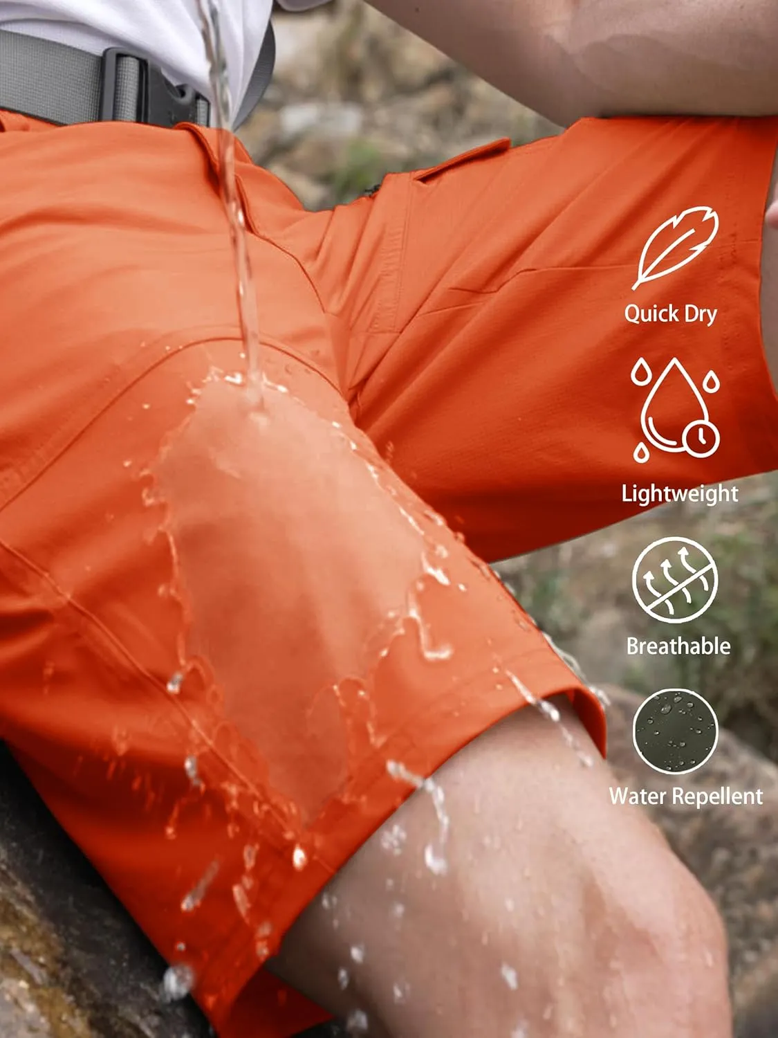 CRYSULLY Men's Hiking Cargo Shorts Outdoor Summer Lightweight Quick Dry Work Casual Shorts with 5 Zipper Pockets
