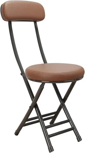 Cushioned Padded Folding Stool, 18Inch Counter Height Bar Stool, Portable Folding Stool, for Fishing Hiking Gardening Travel (Color : Brown, Size : 47cm/18inch)