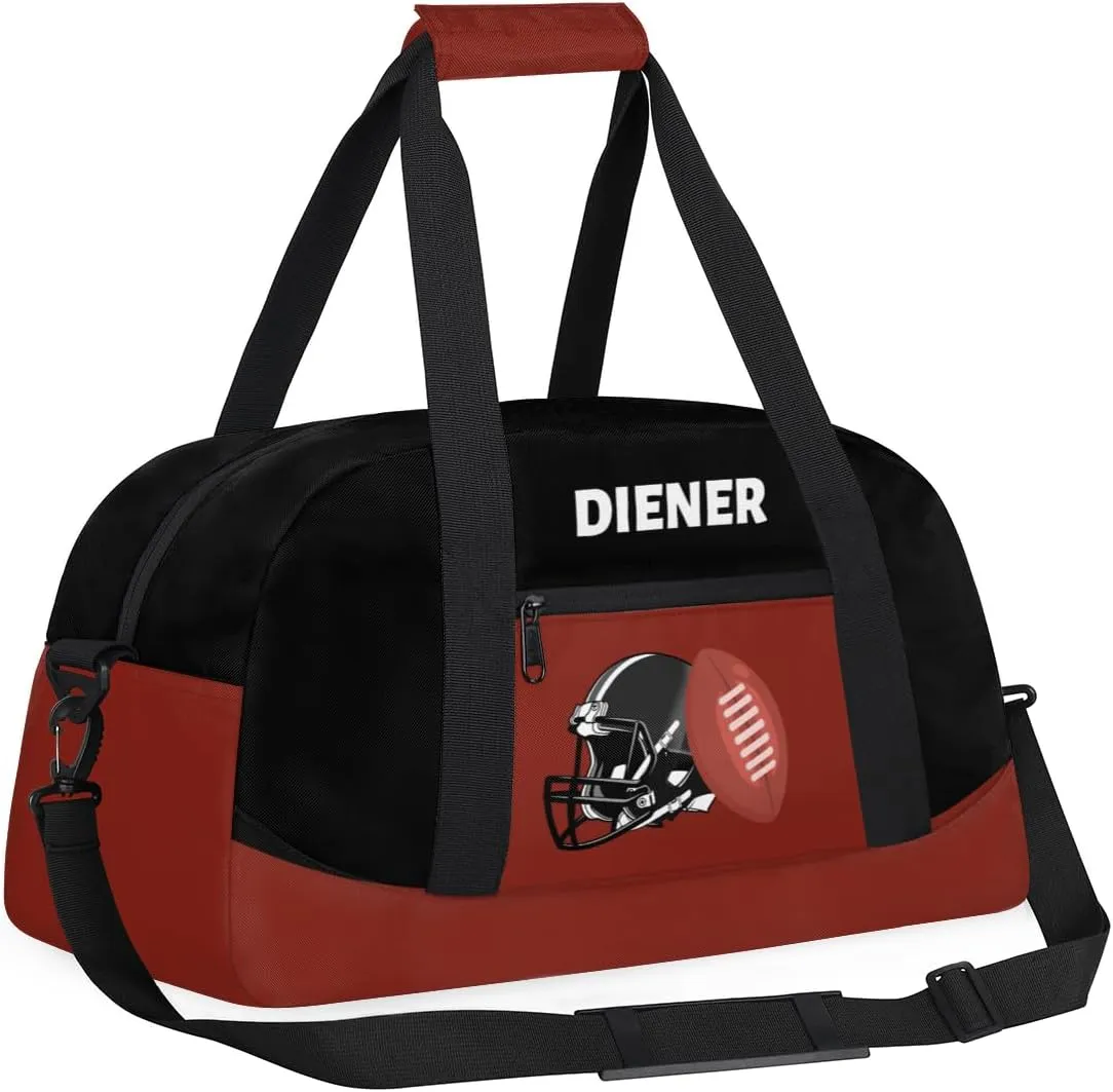 Custom Mini Gym Duffel Bag for Women Men Personalized American Football Waterproof Carry On Weekender Bag
