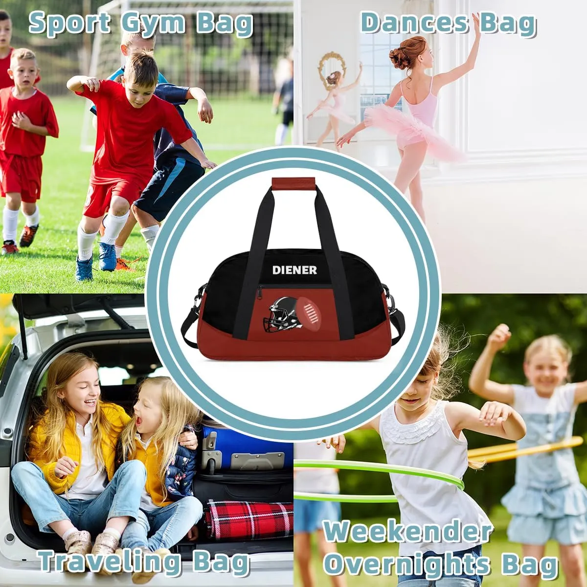 Custom Mini Gym Duffel Bag for Women Men Personalized American Football Waterproof Carry On Weekender Bag