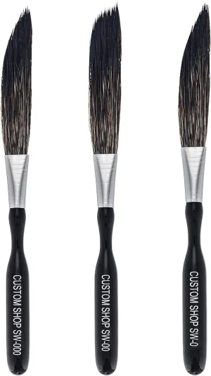 Custom Shop SW Sword Pinstriping Brush 3 Size Kit (#0, 00, 000) One of Each All 3 Brush Styles - High Performance Striping Brushes