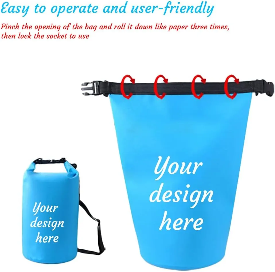 Custom Waterproof Dry Bags - Personalized 5L/10L/20L/30L Floating Lightweight Bags for Kayaking/Fishing/Camping, Customizable with Club Logo (Multiple Colors) (Checkered red)