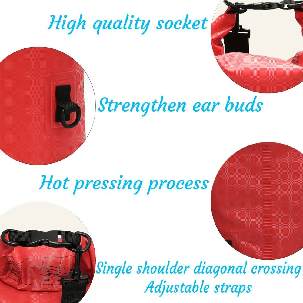 Custom Waterproof Dry Bags - Personalized 5L/10L/20L/30L Floating Lightweight Bags for Kayaking/Fishing/Camping, Customizable with Club Logo (Multiple Colors) (Checkered red)