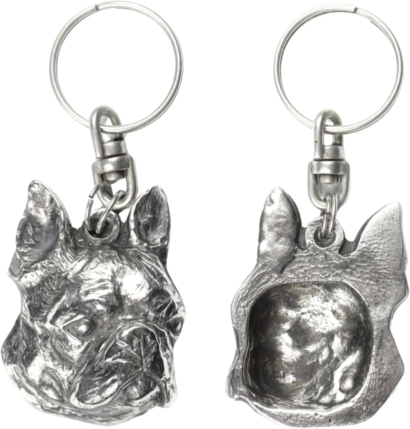 Cute Dog Keychain - Exclusive Collection Cute Boston Terrier Keyring – Cute Silver-Plated Keyrings with 2,5 Lock – Dog Lover Gifts for Dog Lovers – 4,6x3,2x9,7cm