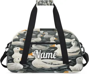 Cute Duck Personalized Kids Gym Bag Custom Name Sport Duffel Bag Dance Ballet Bag for Girls Practice Workout Bag