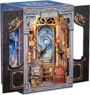 Cutefun Book Nook Kit, DIY Miniature House Kit for Beginners, Book Nook Kits for Adults, Wooden Dollhouse for Bookshelf Decor, Gifts for Family & Friends (Soul Travel Agency)