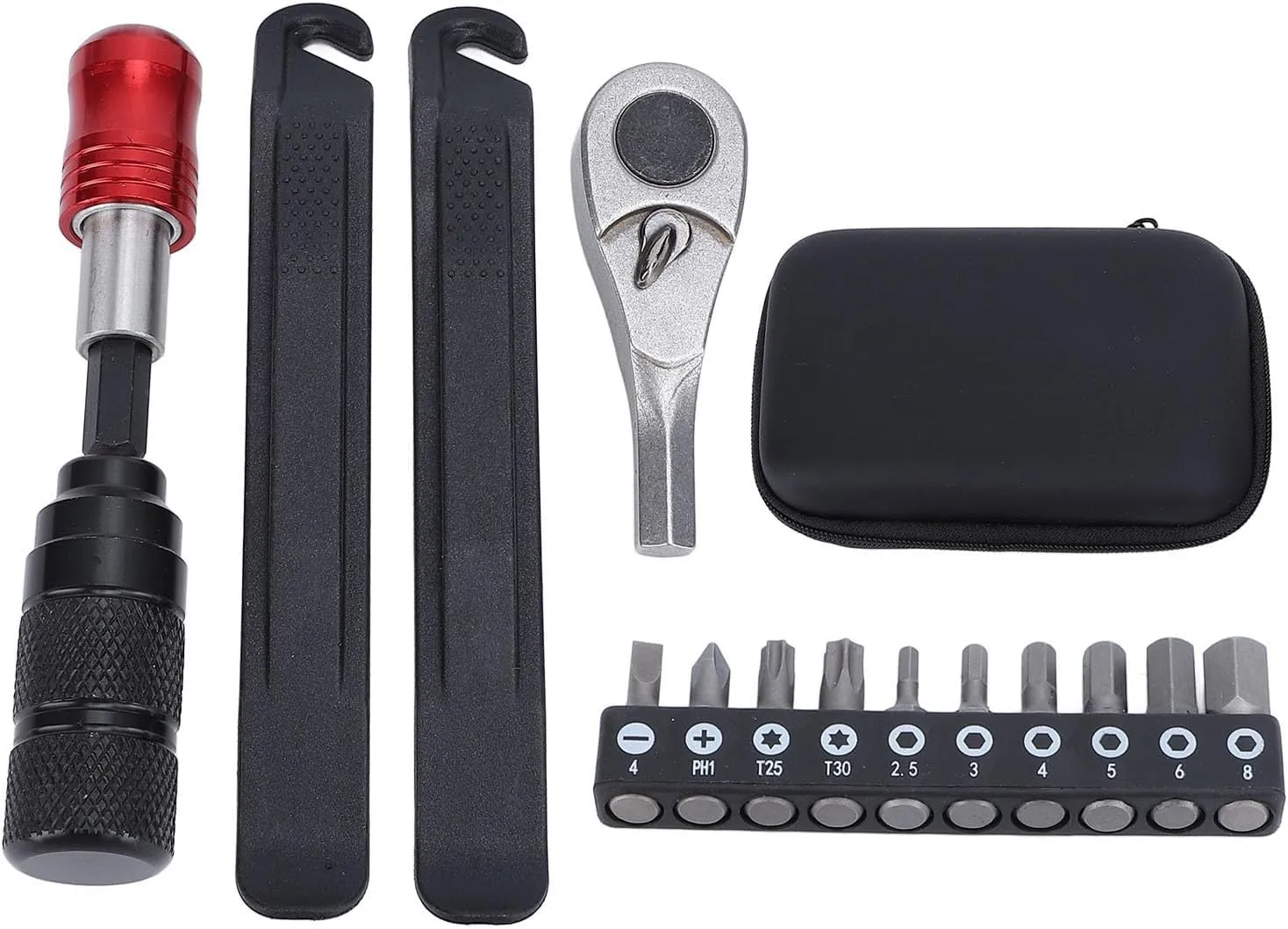 Cycling Ratchet Wrench Set Portable Multitool Tire Levers Cycling Maintenance Kit with Screwdrivers Bits for Home and On the Go Repair
