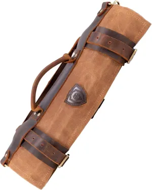 Dalstrong Nomad Knife Wrap Roll - 12oz Waxed Canvas Top Grain Leather Knife Roll Bag- 13 Slots - Interior & Rear Zipper Pockets - Travel Storage with Blade