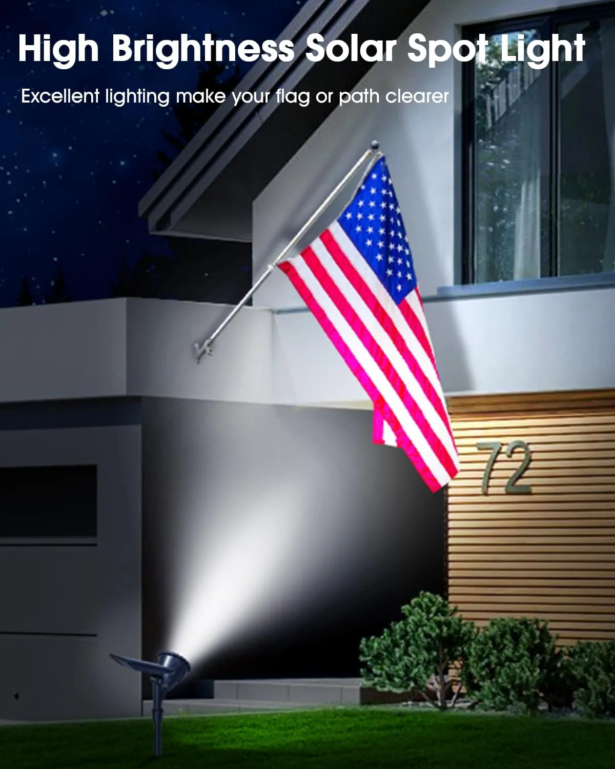DBF Solar Outdoor Lights, 600LM Solar Spot Lights Outdoor Waterproof, 2-in-1 Adjustable Landscape Spotlights LED Flag Pole Light for Garden Yard Patio Driveway Garage Pool(Cool White, 2 Pack)