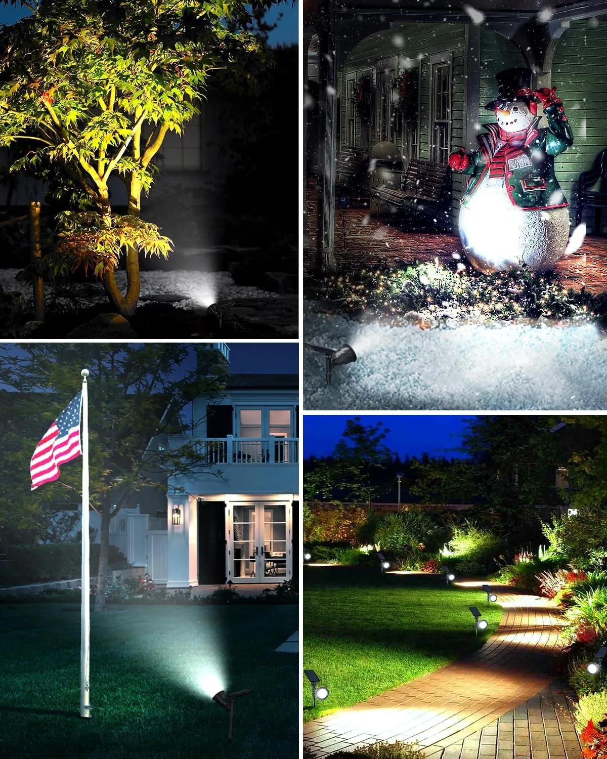 DBF Solar Outdoor Lights, 600LM Solar Spot Lights Outdoor Waterproof, 2-in-1 Adjustable Landscape Spotlights LED Flag Pole Light for Garden Yard Patio Driveway Garage Pool(Cool White, 2 Pack)