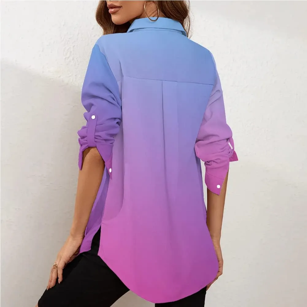 Deer Lady Womens Button Down Shirts Roll Up Long Sleeve Casual Blouse Shirts Tops