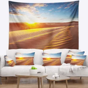 Designart ' Desert Dunes Reflecting Sunset' Landscape Tapestry Blanket Décor Wall Art for Home and Office, Created On Lightweight Polyester Fabric Medium: 32 in. x 39 in