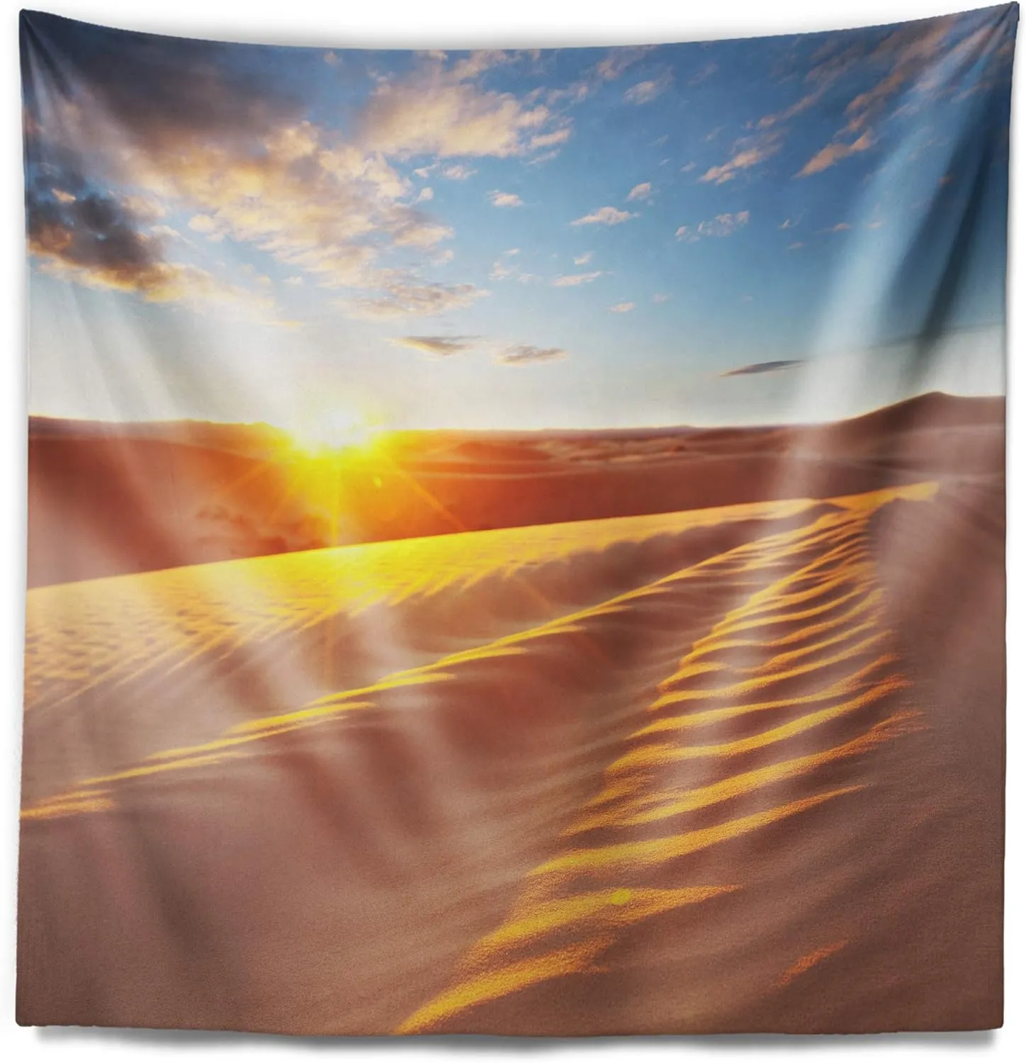 Designart ' Desert Dunes Reflecting Sunset' Landscape Tapestry Blanket Décor Wall Art for Home and Office, Created On Lightweight Polyester Fabric Medium: 32 in. x 39 in