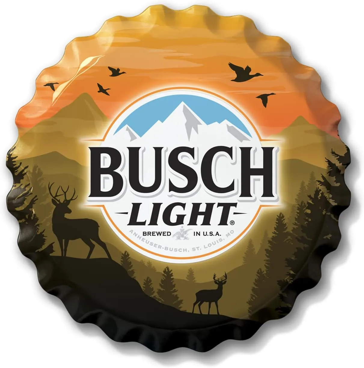 Desperate Enterprises Busch Light Hunting Bottle Cap Sign - Garage Signs - Beer Signs - Vintage Metal Signs - Busch Light Bottle Cap Sign - Made in the USA - 18" Round