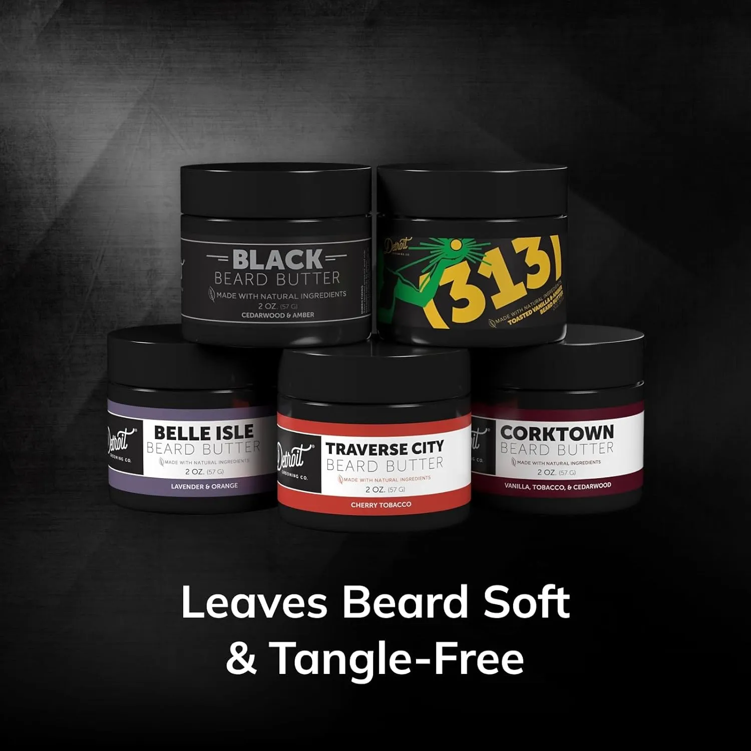 Detroit Grooming Co. Beard Butter Variety Pack | 5 Signature Scents | Softens, Thickens & Hydrates with Safflower Oil & Shea Butter | Premium Beard Care & Styling | 2oz
