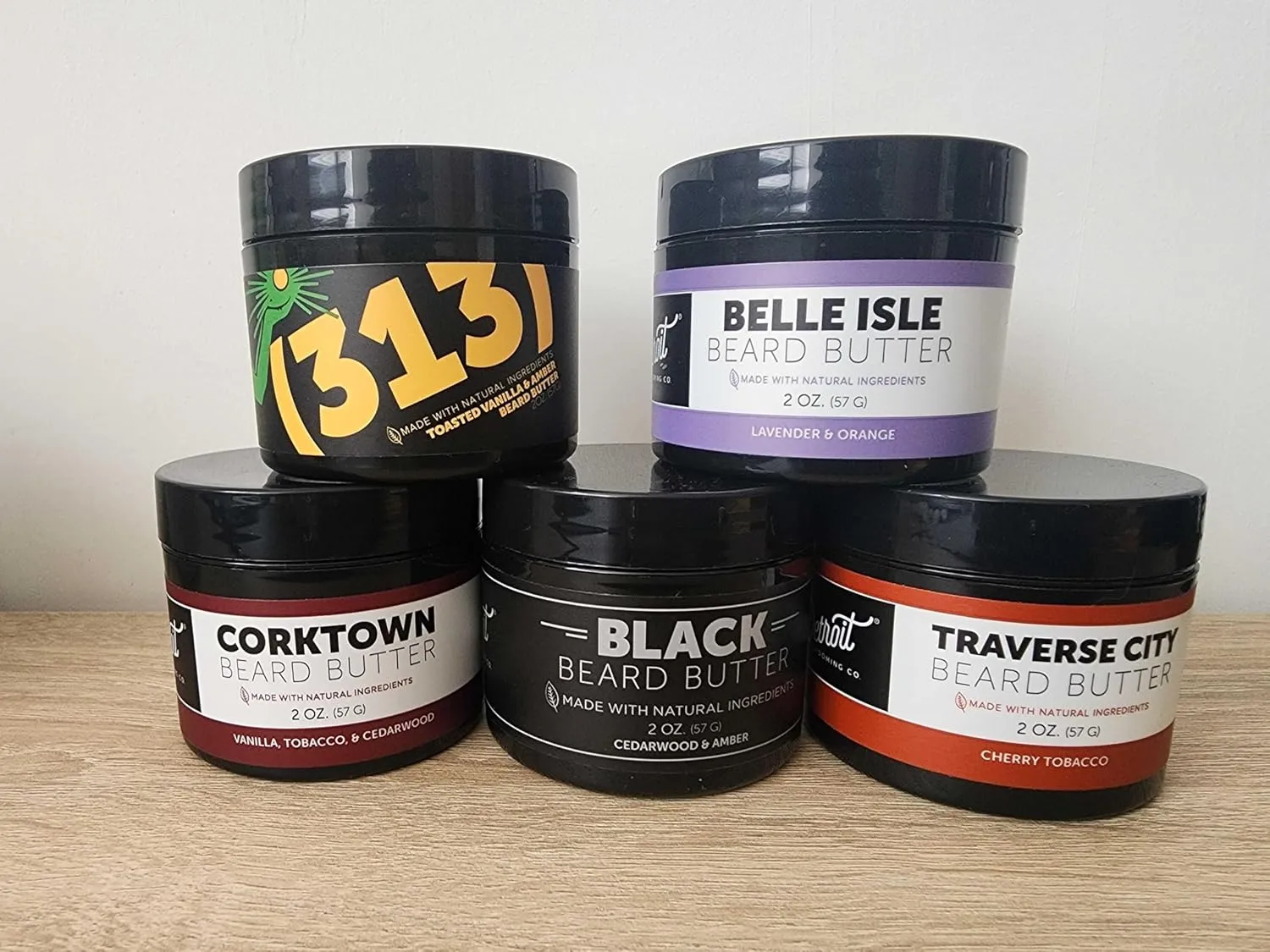 Detroit Grooming Co. Beard Butter Variety Pack | 5 Signature Scents | Softens, Thickens & Hydrates with Safflower Oil & Shea Butter | Premium Beard Care & Styling | 2oz