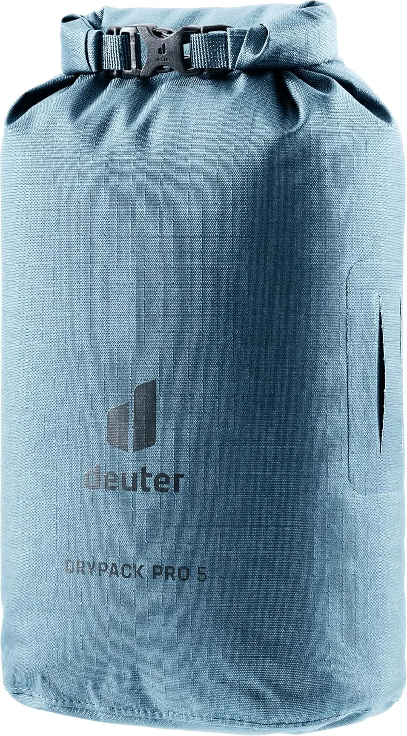 Deuter Light Drypack, Water-Resistant Ripstop Roll-Top Dry Pack Sack Keeps Gear Dry for Hiking, Trekking, Camping & Kayaking