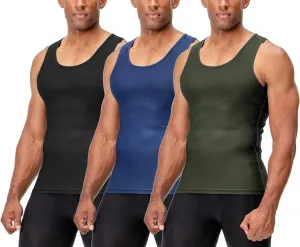 DEVOPS 3 Pack Men's Muscle Dry Fit Compression Tank Top