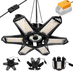 DEWALT LED Work Light for 20V Battery, 68W 6800LM Garage Flood and Ceiling Lights, Ideal for Car Repairs, Workshop, Camping