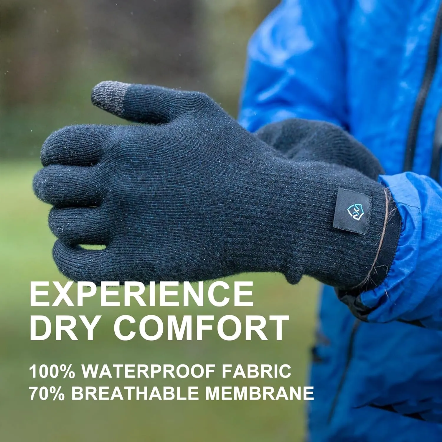 DexShell Waterproof Knit Gloves for Men & Women, Merino Wool Inners Touchscreen Wet-Grip for Cycling Hiking Running