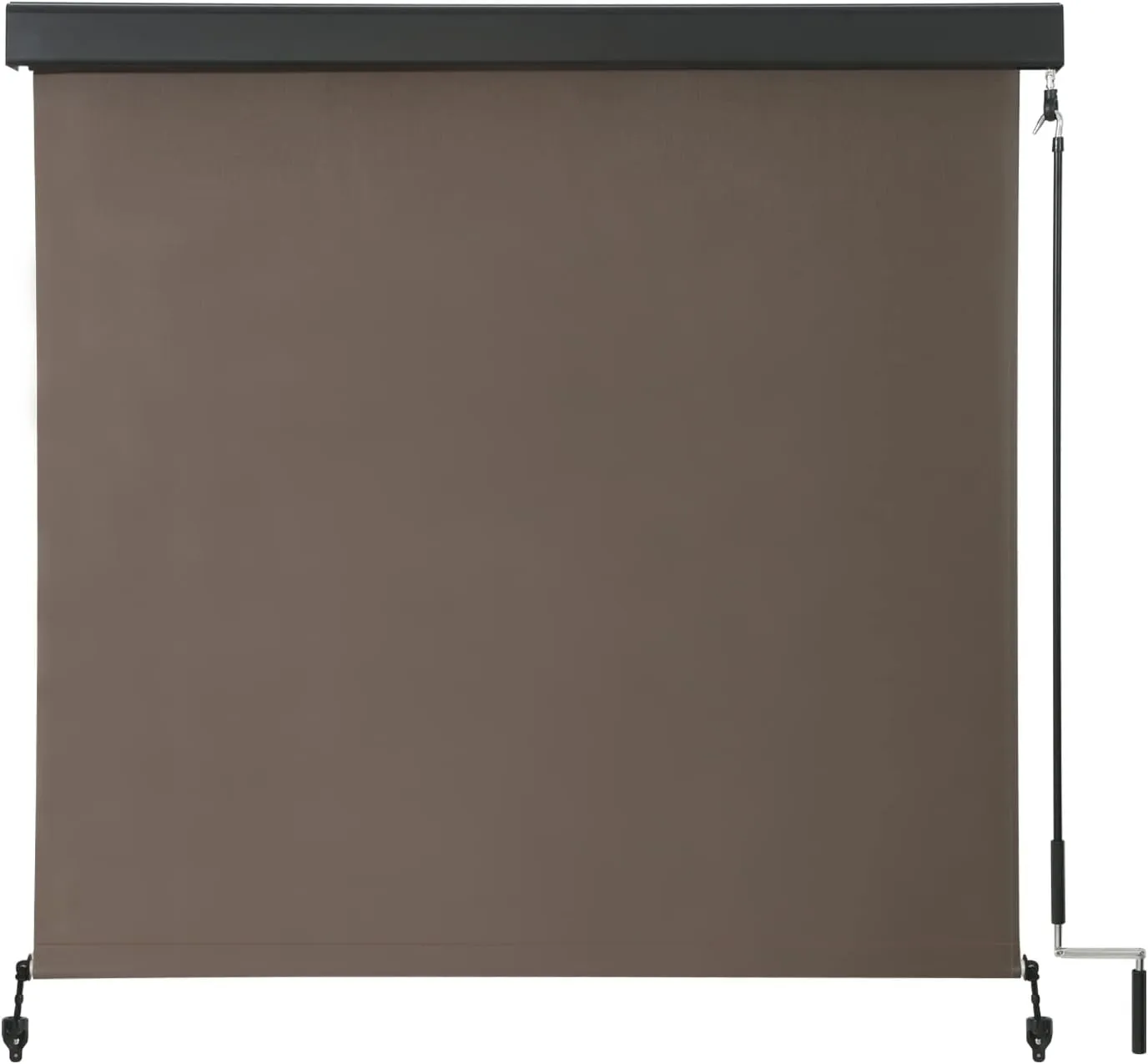 DIFY Outdoor Roller Shade Solar Fabric Cordless Roll Up Shade, Exterior Roller Shade with Aluminum Protective Valance 8 * 8FT for Patio Yard Deck Porch, Mocha