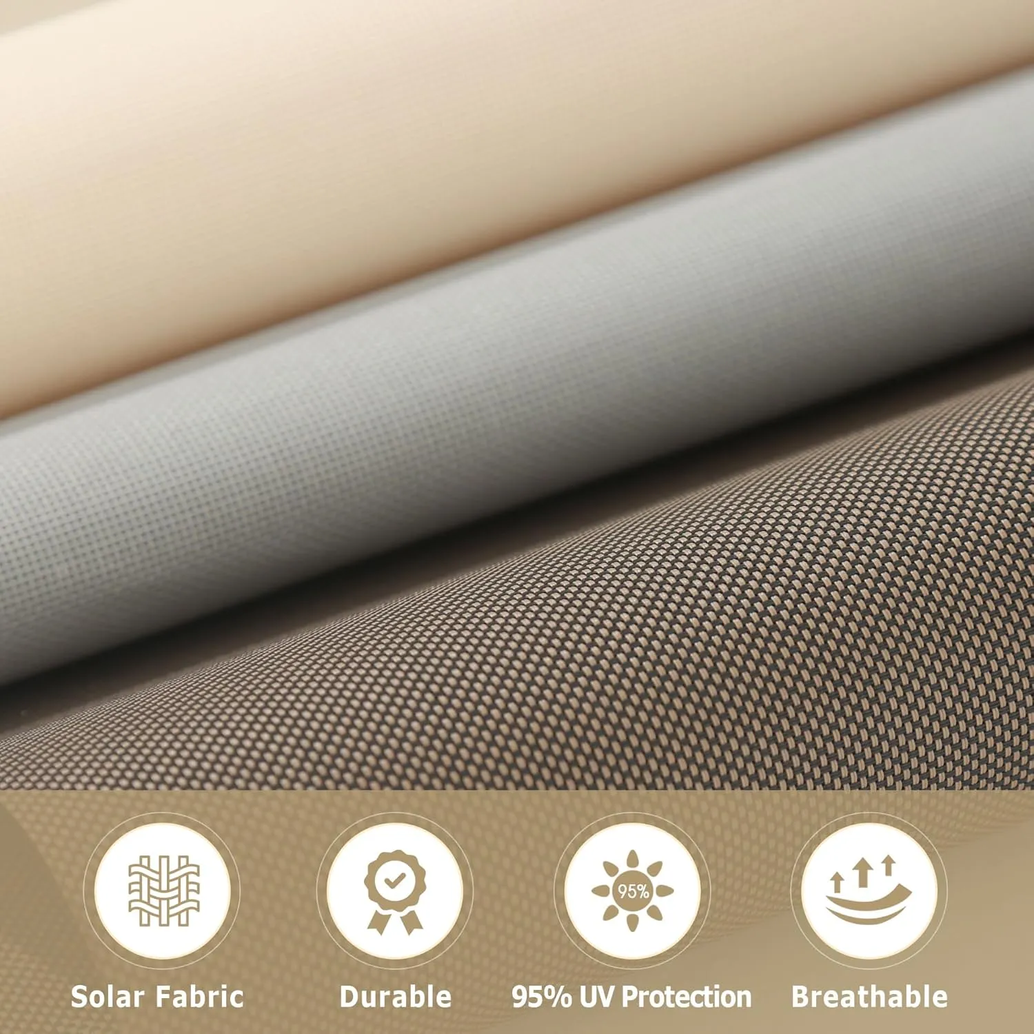 DIFY Outdoor Roller Shade Solar Fabric Cordless Roll Up Shade, Exterior Roller Shade with Aluminum Protective Valance 8 * 8FT for Patio Yard Deck Porch, Mocha