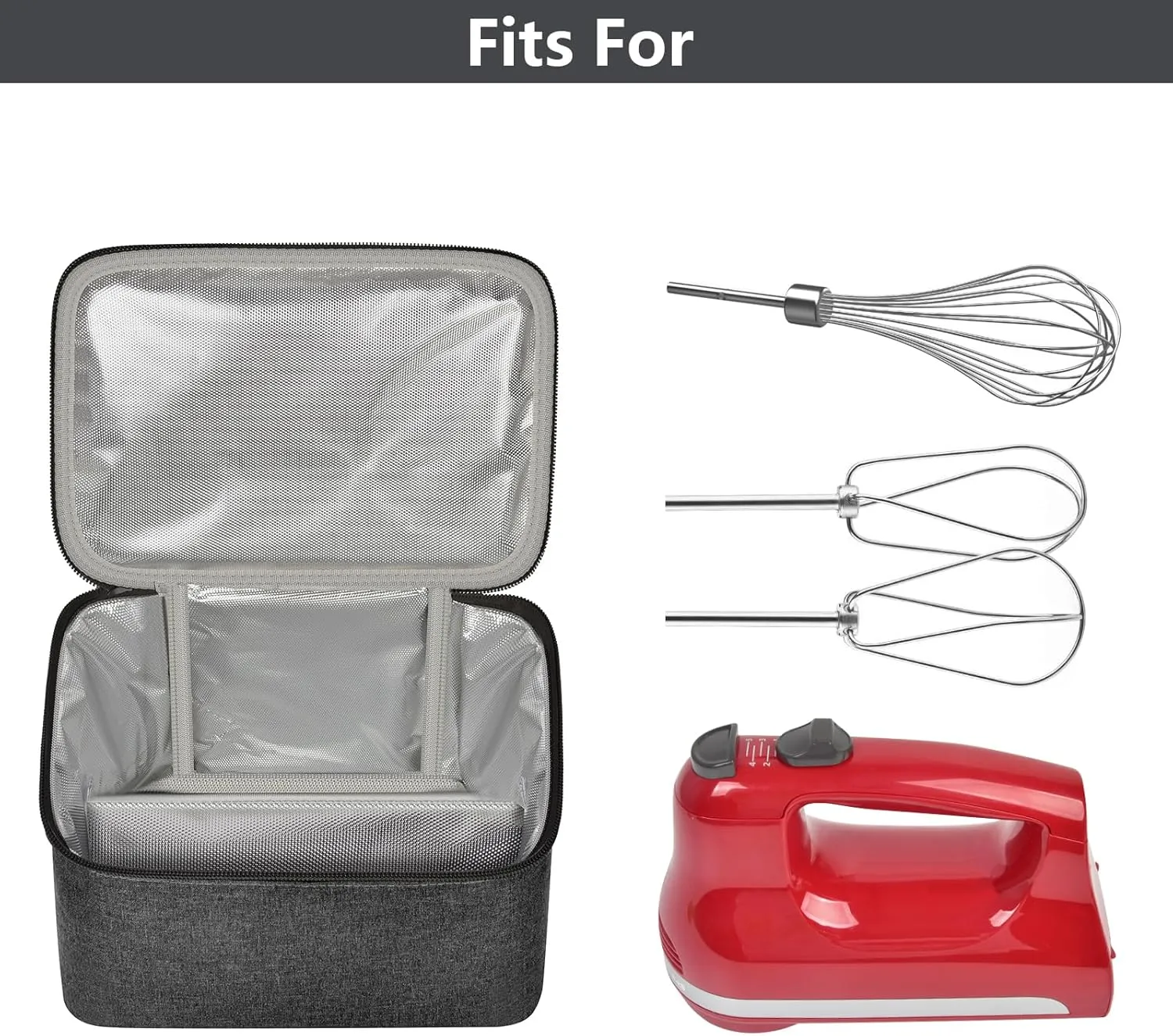 Digital Hand Mixer Carrying Bag for KitchenAid 5/6/ 7/9 Ultra Power Speed Hand Mixers, Portable Travel Storage Case Bag with Handle for Kitchen Aid Mixer Accessories (Box Only) - Grey