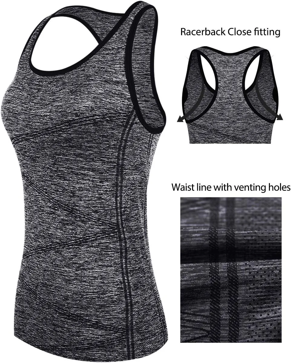 Disbest Yoga Tank Top, Women's Performance Stretchy Quick Dry Sports Workout Running Top Vest with Removable Pads